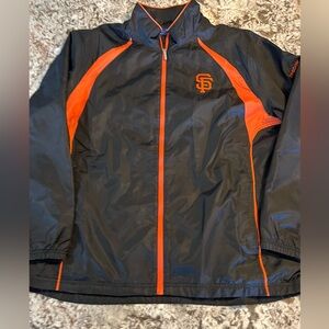 XXL San Francisco Giants Jacket Mens Black Orange Windbreaker Zipper Reebok 2XL